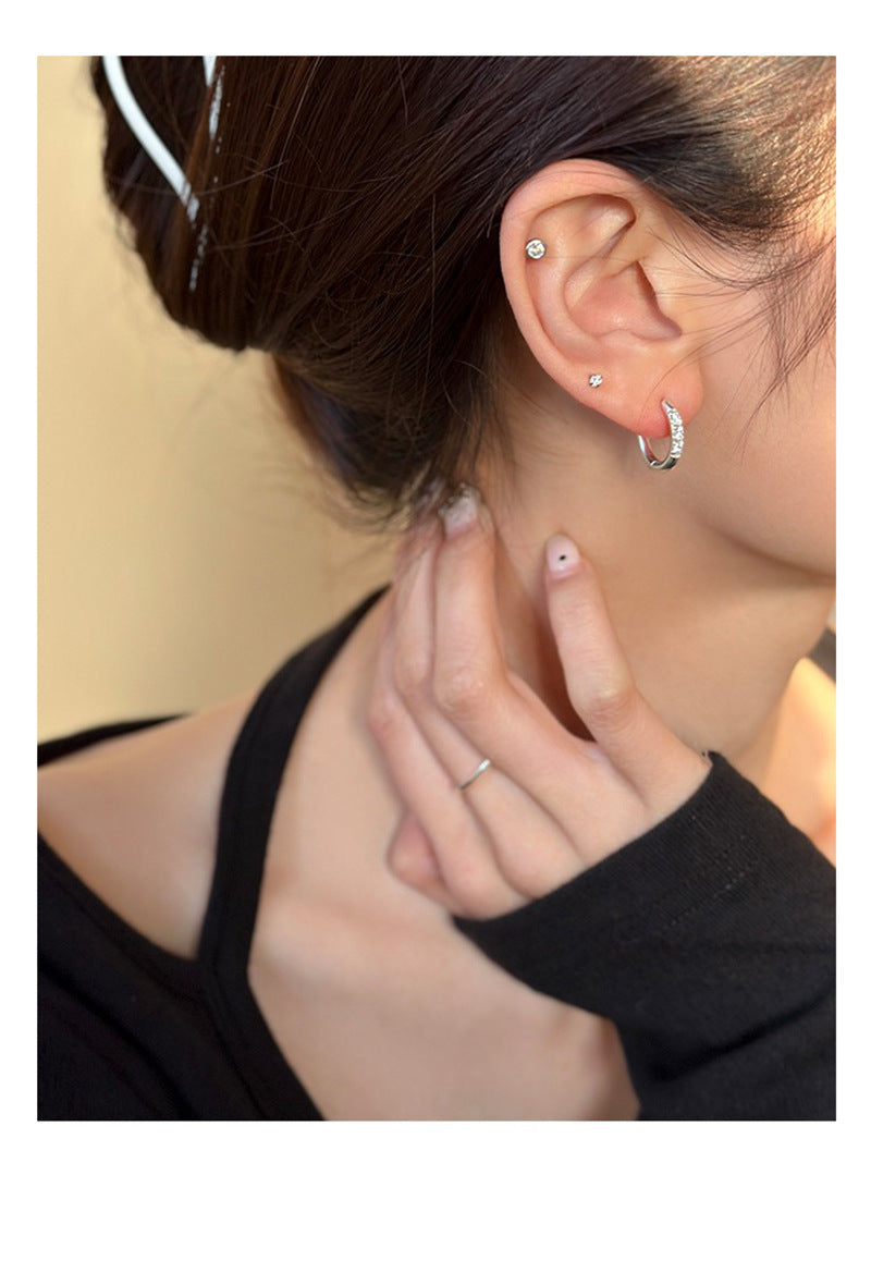 Geometric Rhinestone Zircon Ear Clip Women's Simple