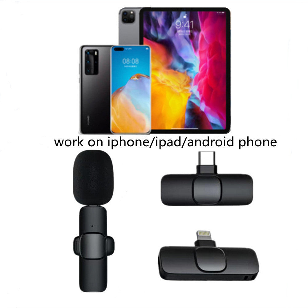 Trådlös Lavalier-mikrofon Bärbar Ljud Videoinspelning Minimikrofon för I-telefon Android Lång batteritid Livesändning Spel
