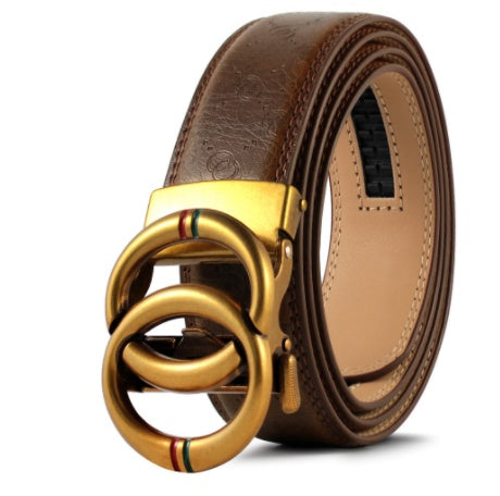 Men's Automatic Alloy Buckle Cowhide Belt - Effortless Strength