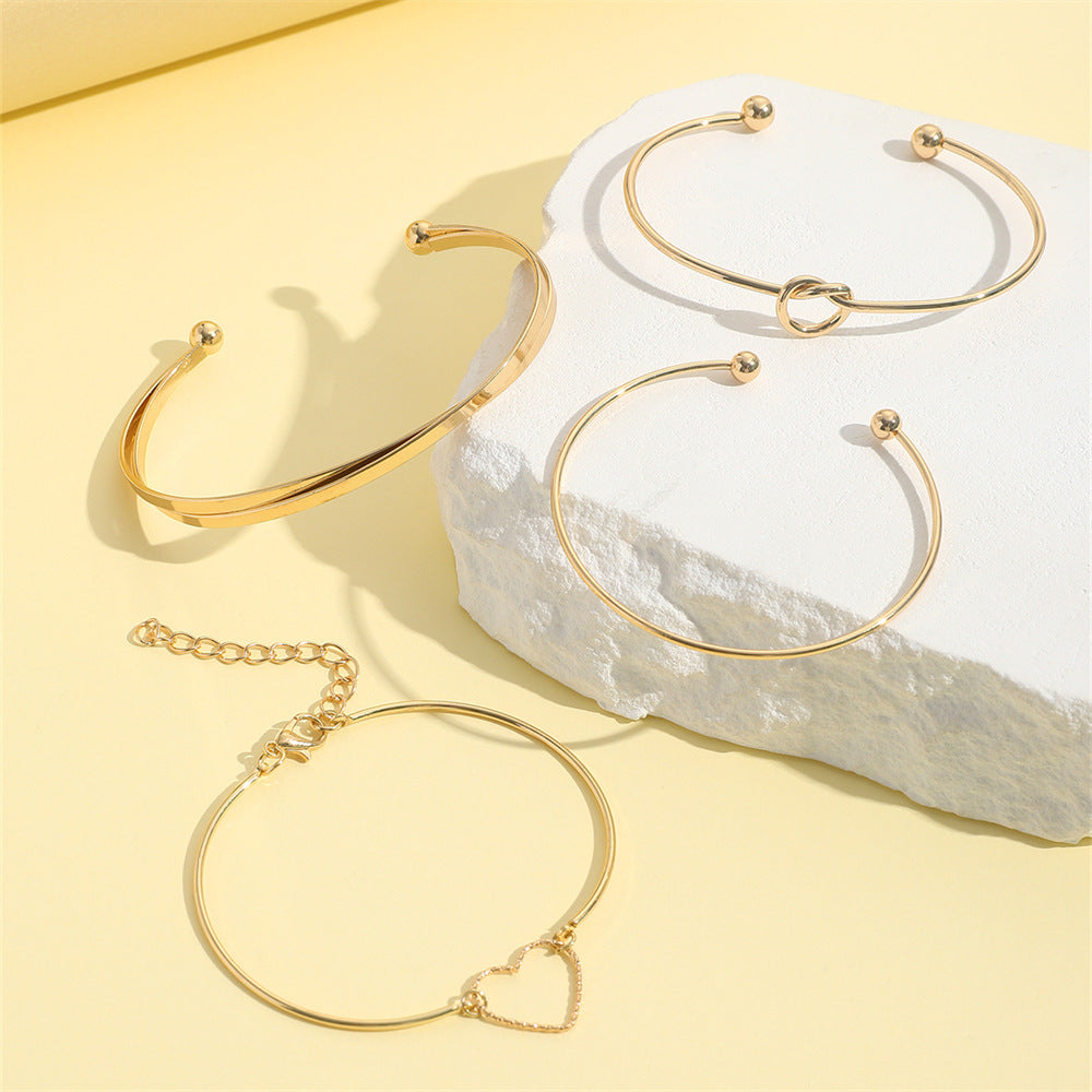 Vintage Guld Kristall Hjärta Bokstav Kärlek Armband För Kvinnor Mode Flerskiktade Geometriska Charm Armband Smycken Presenter