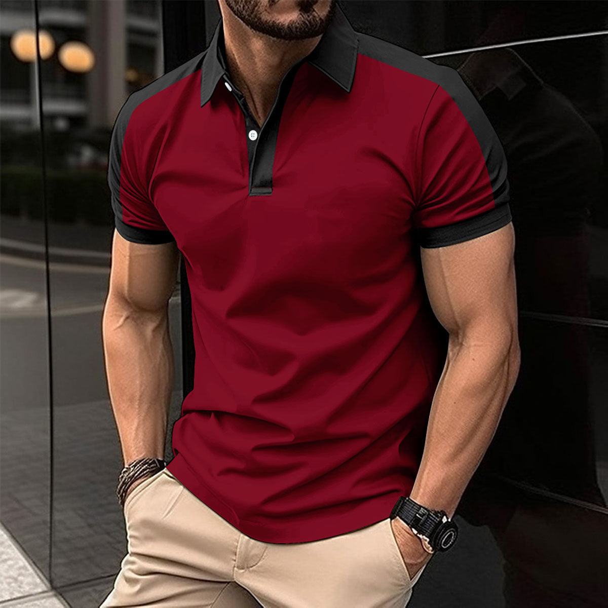 Herr Kortärmad Business-skjorta Sommar Casual Poloshirts