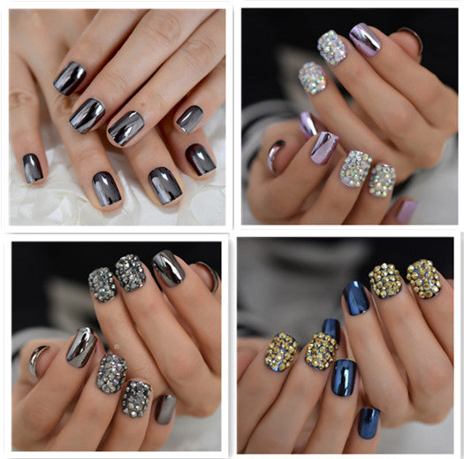 Professional Metal Press-On Nails - Women's High-Quality Collection | Realistic Shape Easy Clean