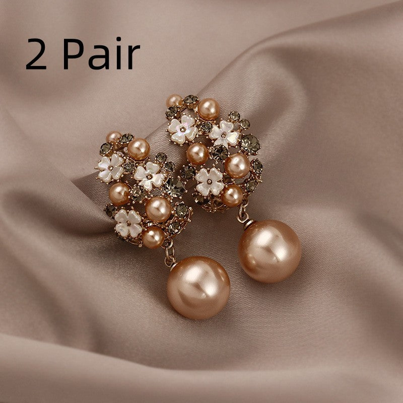 French Style Personalized Fashion Pearl Flower Earrings