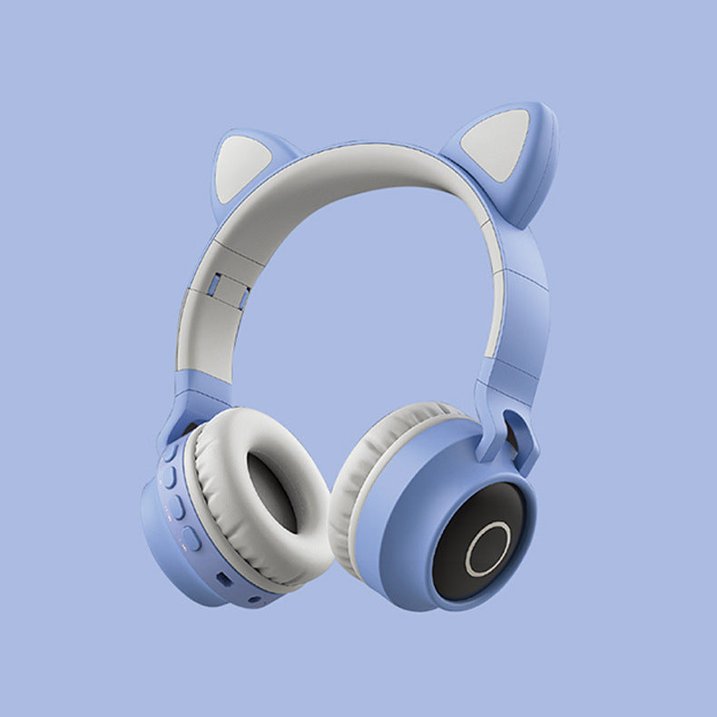 LED-ljus Cat Ear-hörlurar Trådlösa Bluetooth 5.0 Headset Bärbara hopfällbara barnhörlurar med mikrofon Bästa presenten