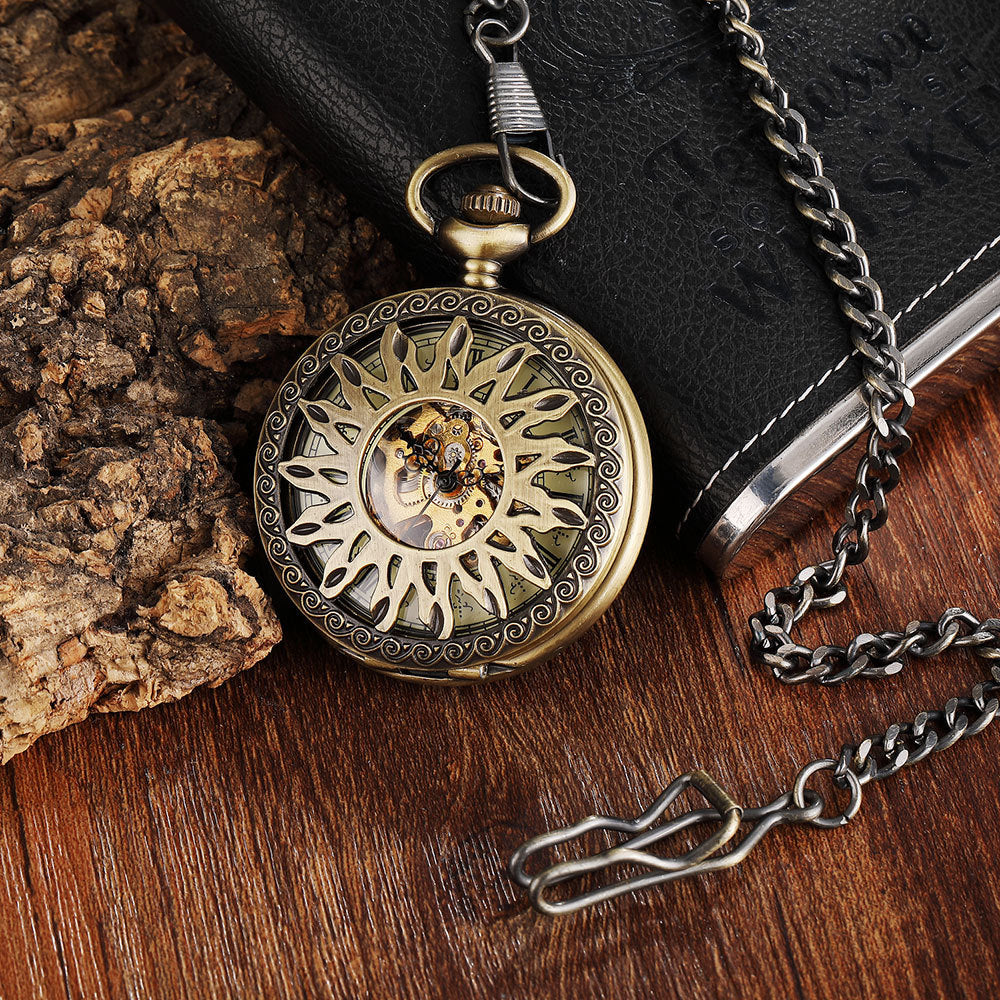Vintage Men's And Women's Engraved Hollow Automatic Mechanical Pocket Watch - Timeless Intricate Sophisticated Durable Unisex