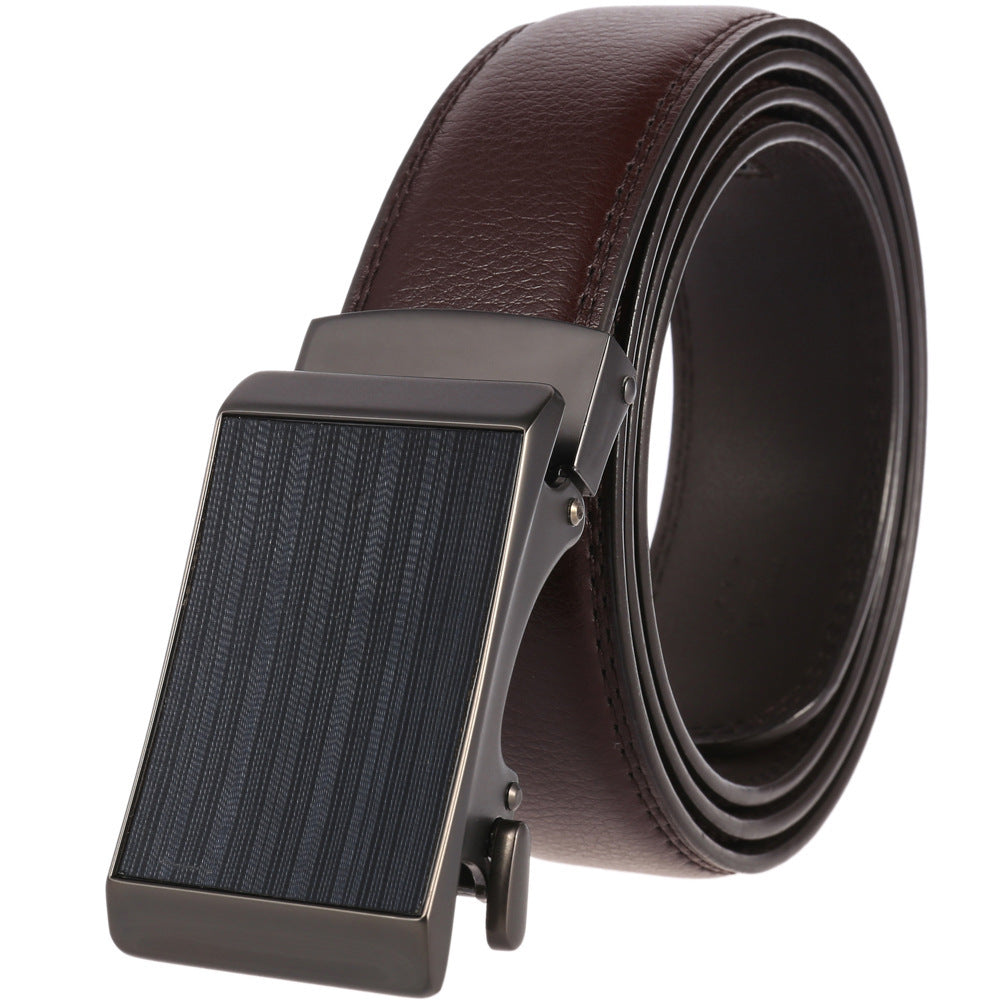 Men's Cowhide Alloy Automatic Buckle Business Casual Pant Belt - Effortless Professional