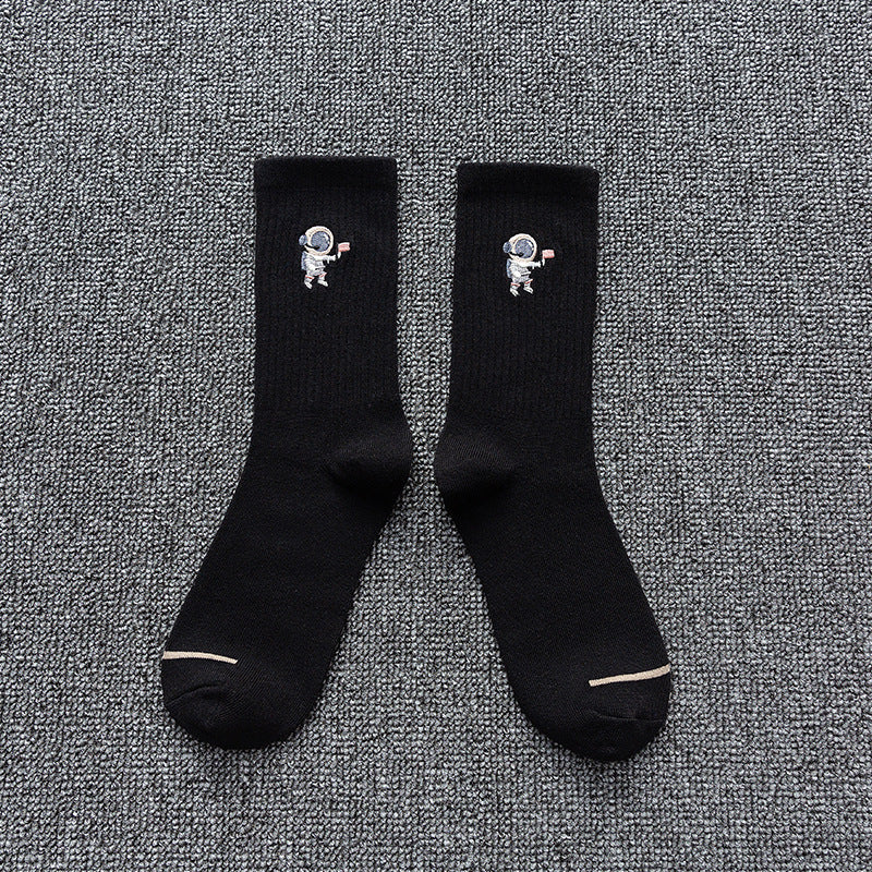 Chaussettes en coton brodées chaussettes astronautes chaussettes de sport