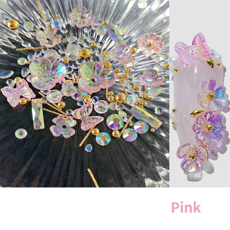 Flower Butterfly Nail Sequins - Ice Through Design | 15g Nail Art Decoration