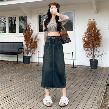 Retro Denim Skirt - Trendy, Versatile, and Stylish