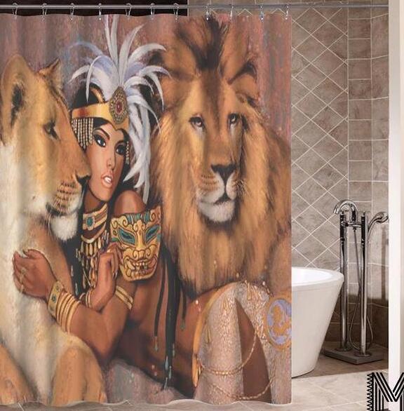 Art Design Graffiti Hip Hop African Girl Shower Curtain - Modern Building Bathroom Decor