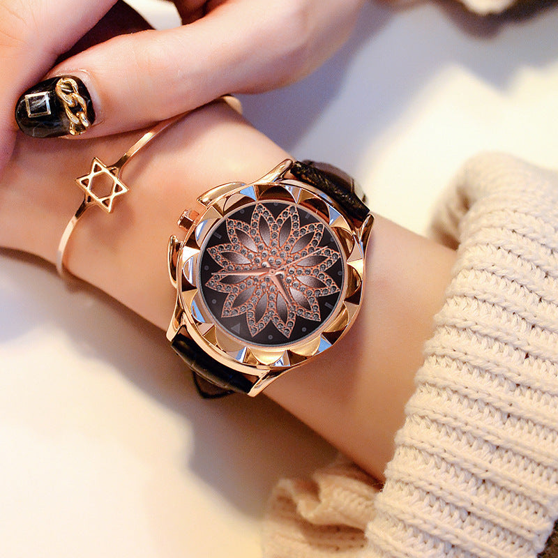 LUXURIOUS ROTATING DIAL LEATHER WRISTWATCH - Stylish Functional Elegant Unique High-Quality Comfortable Durable Waterproof