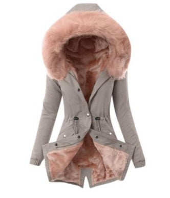 Veste en peluche à capuche avec cordon de serrage pour femme