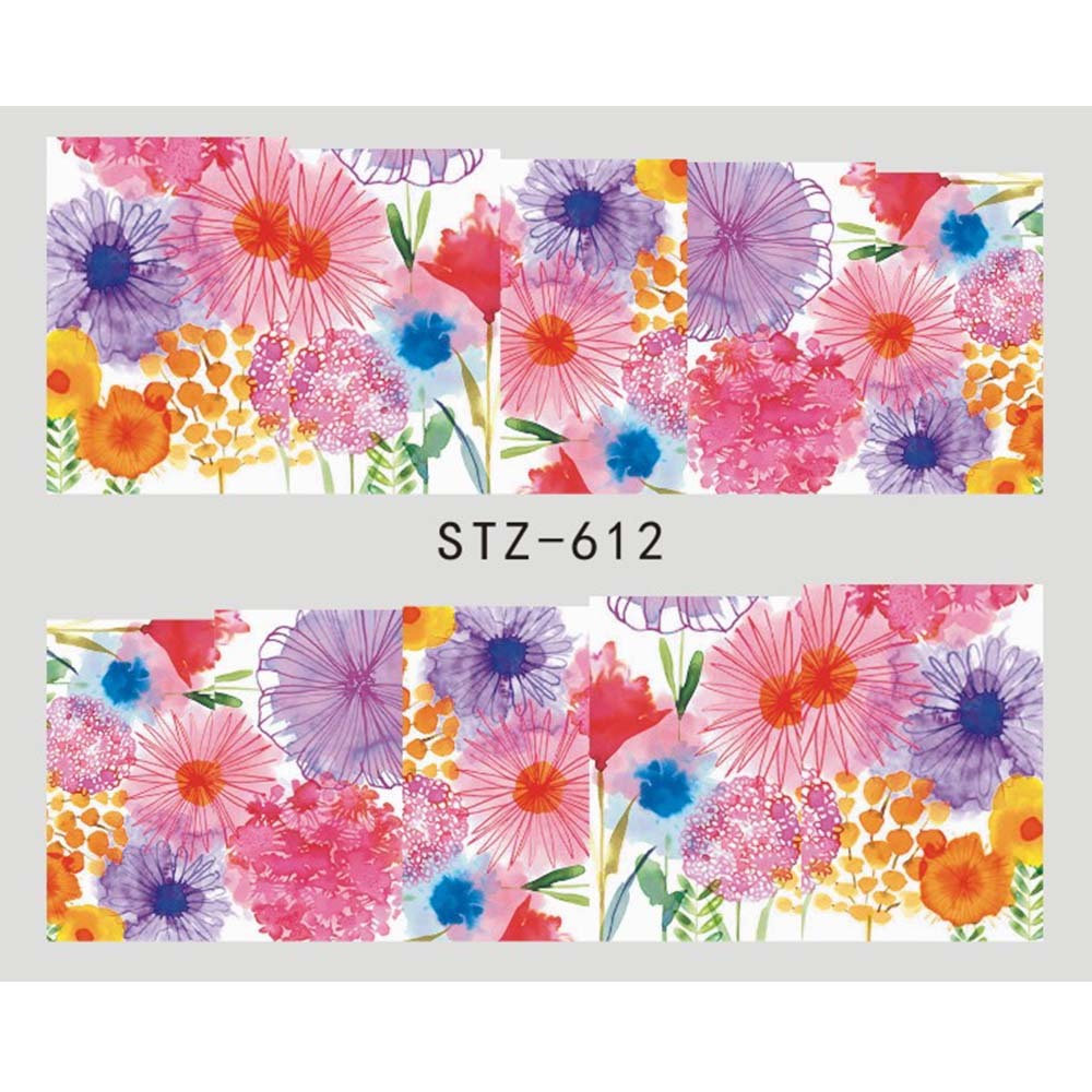 Butterfly Flower Water Transfer Nail Decals - JISTZ508 Design | 6.4x5.3cm Professional