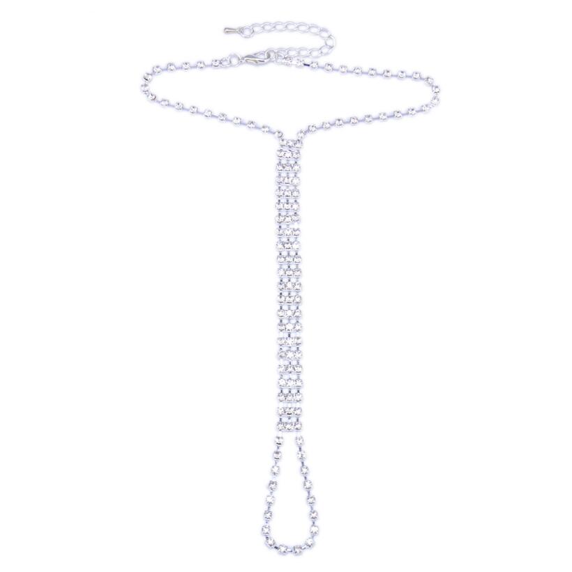 Dam Sommar Fotlänkar Armband Strass Strand Sandal Benkedja Boho Kristall Fotlänk Fotkedja