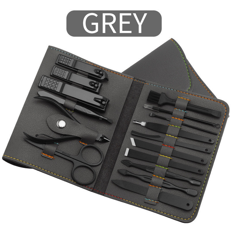 Professional Manicure Set - 16 Pieces 138x110x23mm Stainless Steel | PU Leather Case Gift