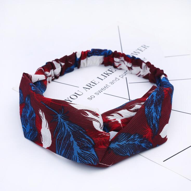 Kvinnor retrostil hårband blommigt tryck pannband Cross