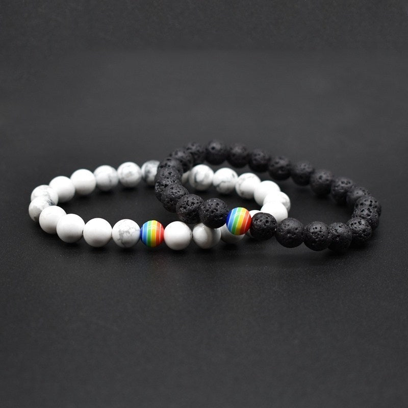 Stenpärlor Pararmband Vulkaniska stenpärlor Armband