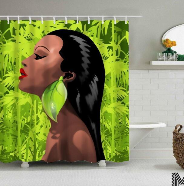 Art Design Graffiti Hip Hop African Girl Shower Curtain - Modern Building Bathroom Decor