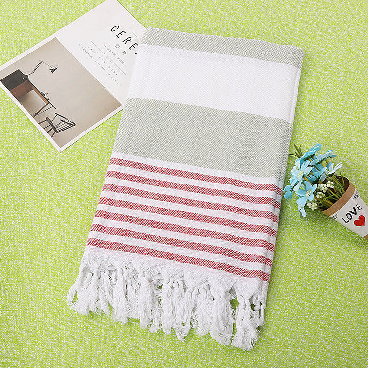 Serviette de plage rayée en coton 100x180cm