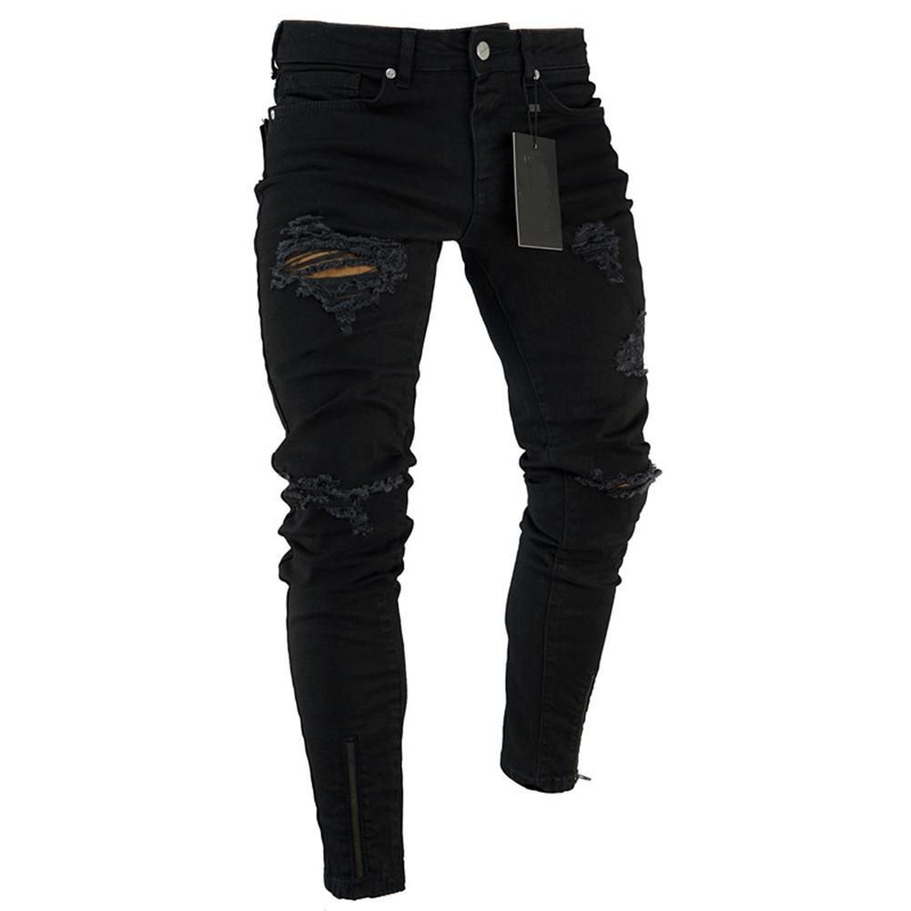 Byxor Jeans För Herr Byxor Lång Basic Trasiga Kläder
