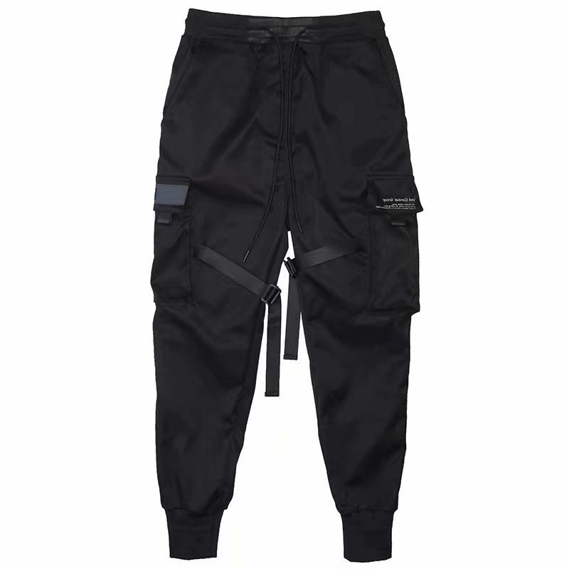 Band Harem Joggers Herr Cargo Byxor Streetwear Hip Hop Fritidsfickor Bomulls träningsbyxor