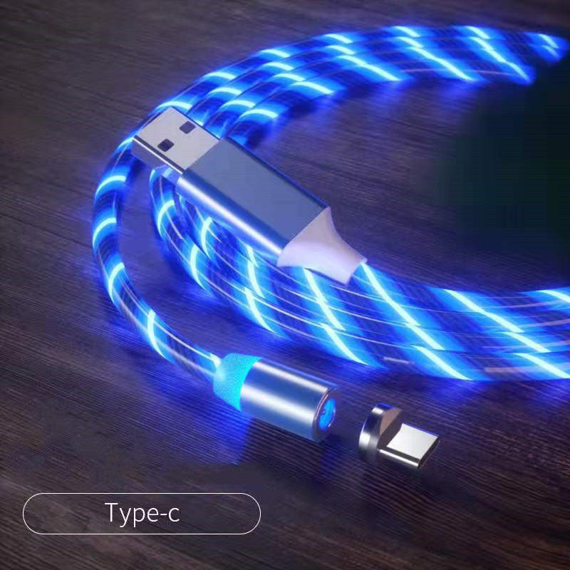Magnetisk laddningskabel Streamer Snabbladdningskabel Belysning Micro USB-kabel LED Magnetladdare Type-C-kabel