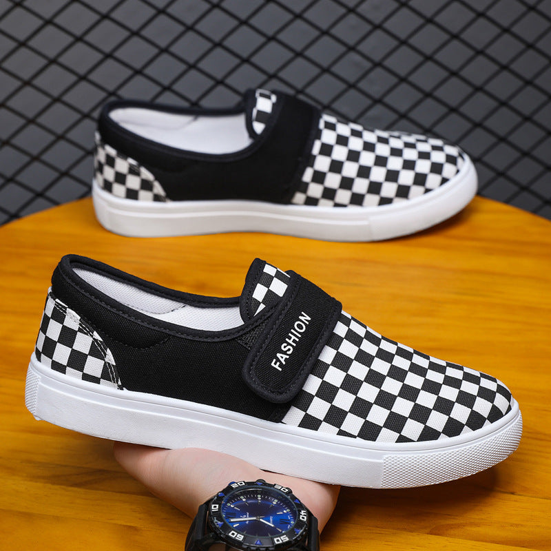 Chaussures plates en toile Baskets décontractées Velcro pour hommes