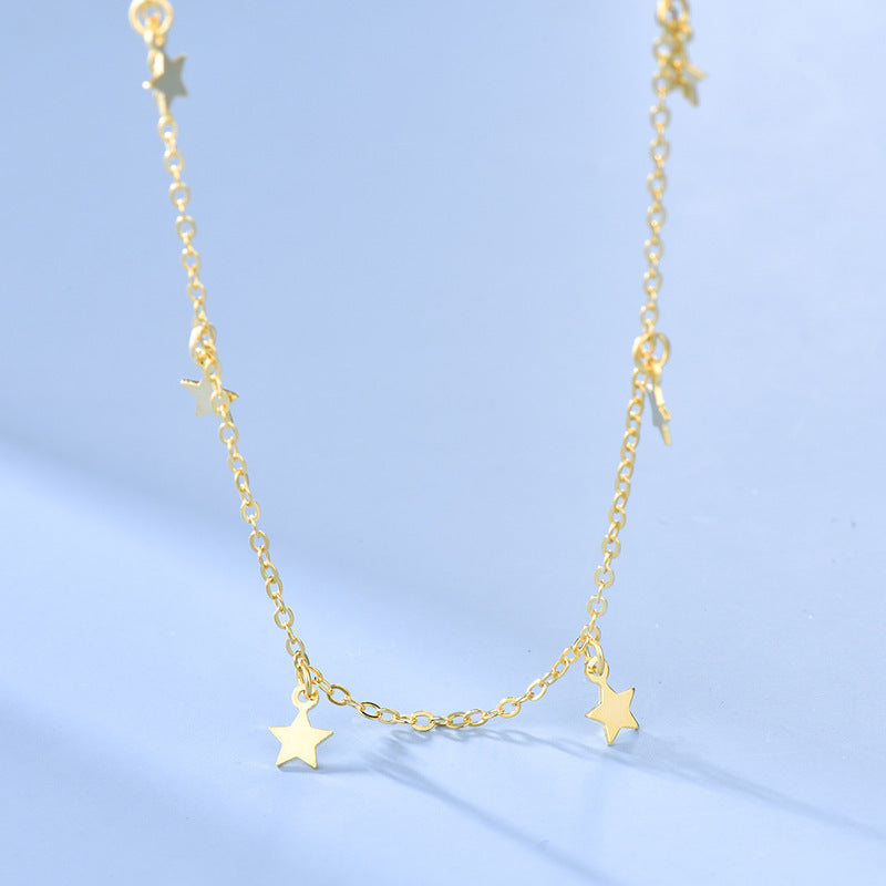 S925 Silver Star Tofs Halsband för kvinnor Enkel