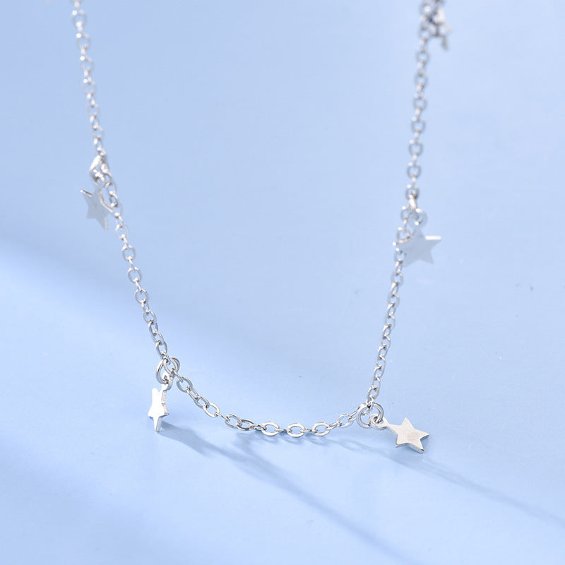 S925 Silver Star Tofs Halsband för kvinnor Enkel