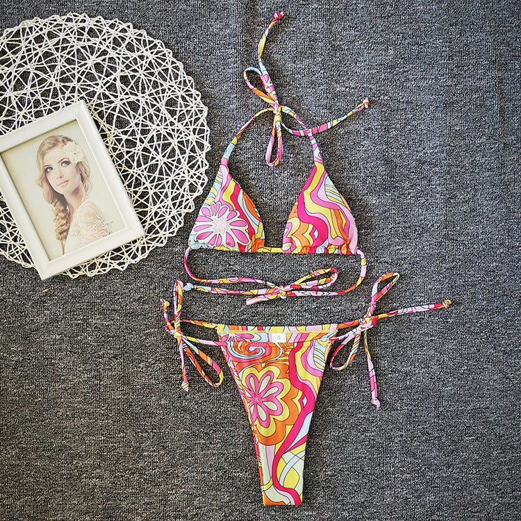 Professional New Floral Drawstring Bikini Swimsuit Women - Polyester (S-L, 2 Floral Patterns, Customizable Fit, Summer Essential)