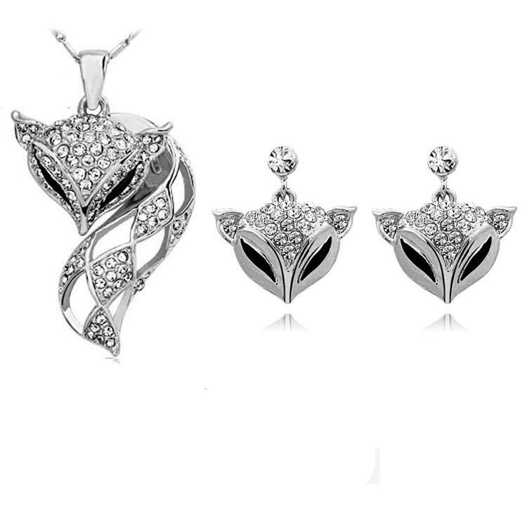 Stylish Fox Necklace Earring Set