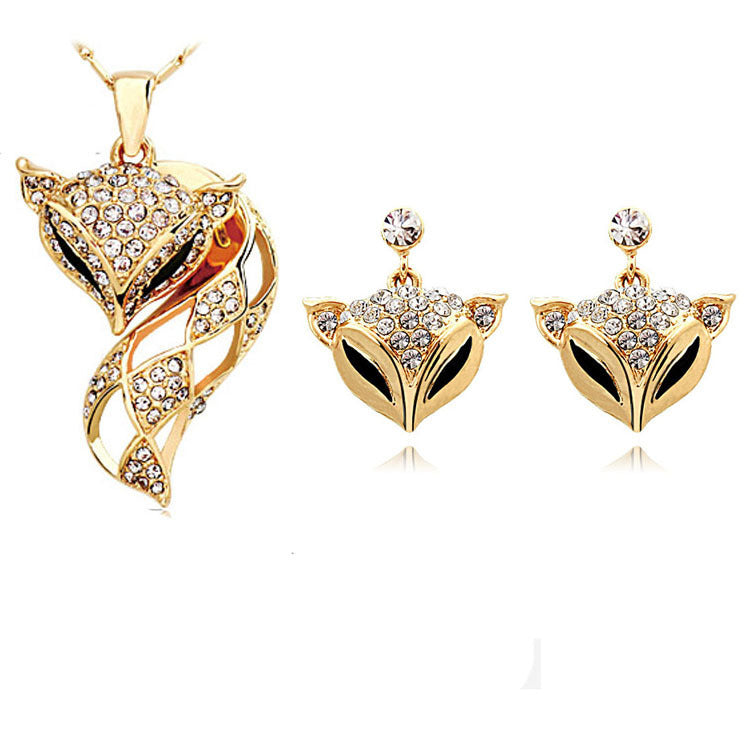 Stylish Fox Necklace Earring Set