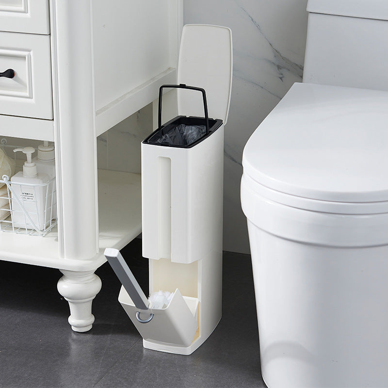 Creative Toilet Brush Set - Waste Basket Trash Can with Garbage Bag Storage