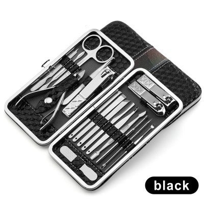 Professional Stainless Steel Manicure Kit - 18/21 Piece Set | Electroplated Finish