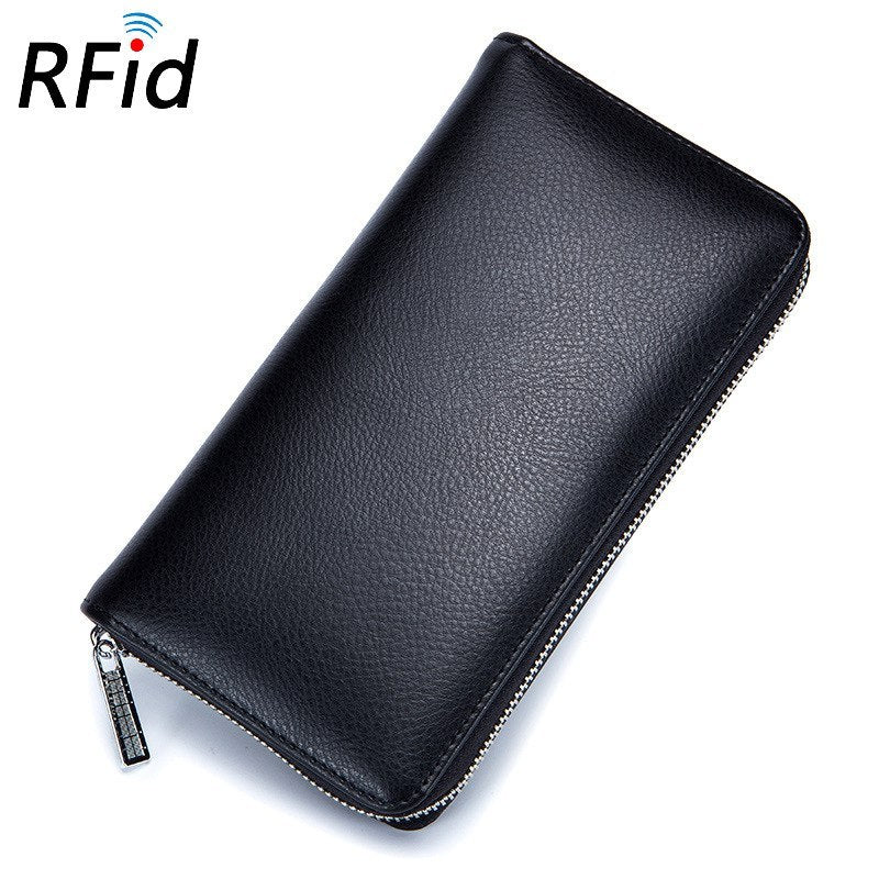 Portefeuille Rfid en cuir véritable de vache pour hommes, nombreux départements, 36 fentes, porte-carte, poche pour téléphone portable, pochette longue