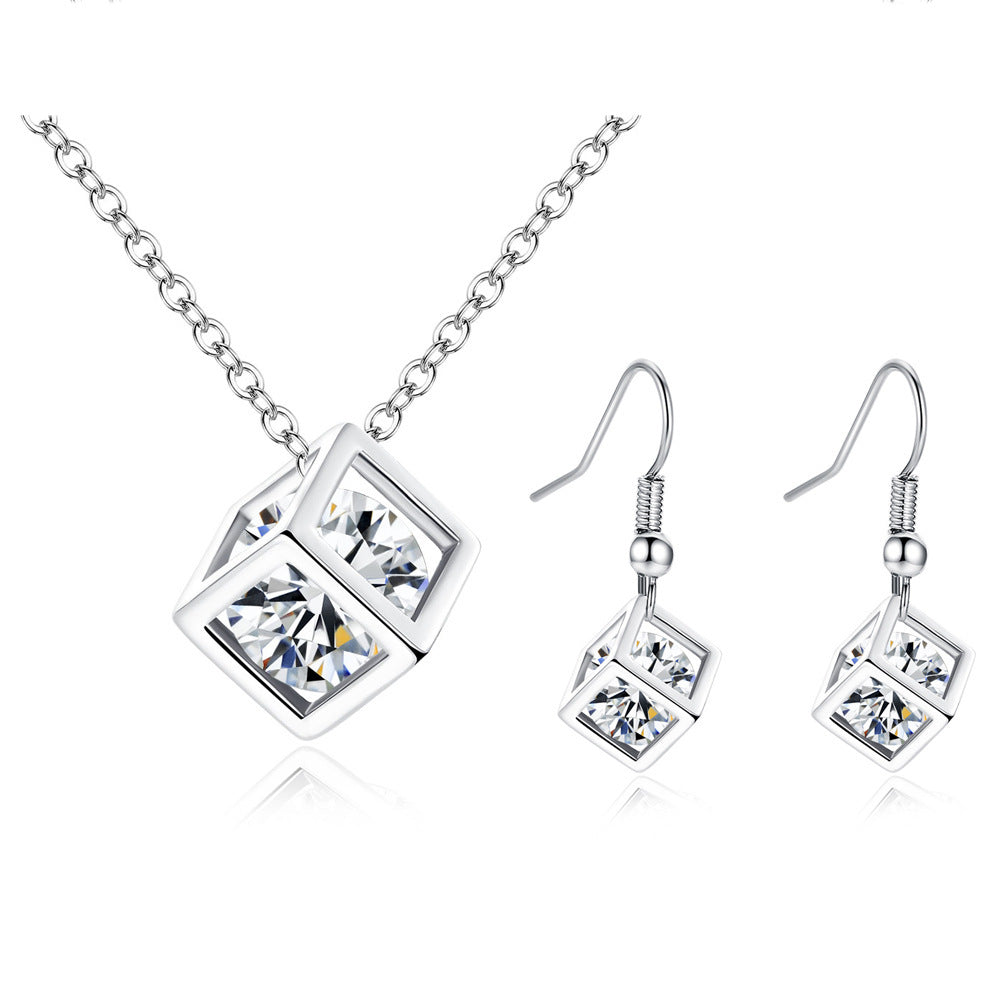 Water Cube Zircon Set - Elegant and Stylish