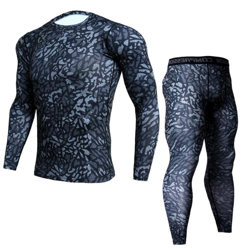 Ensemble pantalon et T-shirt de Camouflage pour hommes, T-shirt Crossfit à la mode, vêtements de marque à Compression, jogging, Leggings décontractés
