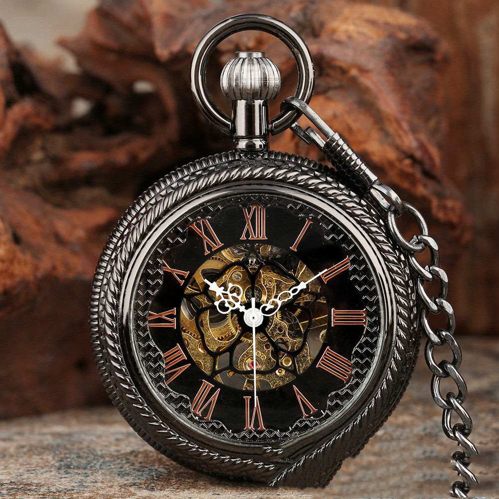 Classic Vintage Floral Case Pocket Watch Cover Manual Mechanical Pocket Watch - Elegant Sophisticated Fine Watchmaking Unique Style