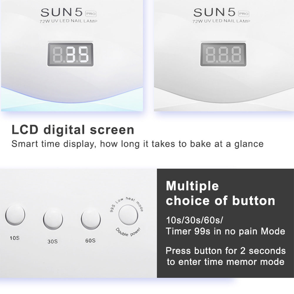 Professional 72W UV/LED Nail Lamp - 296x210x105mm ABS | 36 UVLED White Low Heat