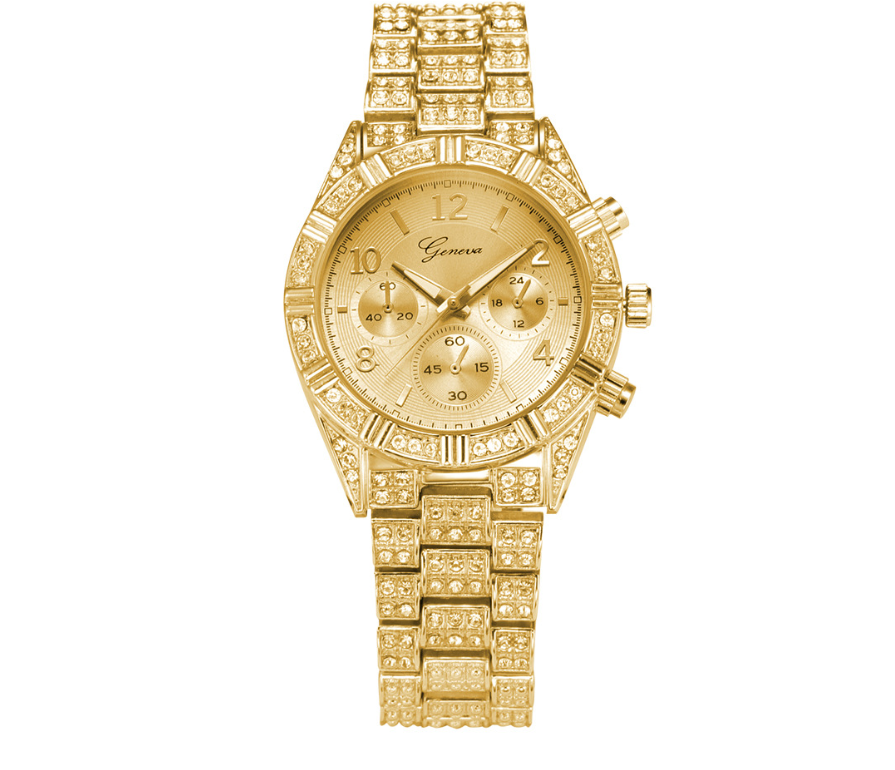 Femmes cristal Quartz analogique Montre-bracelet mode acier inoxydable genève luxe Reloj Hombre Montre Femme Sport montres