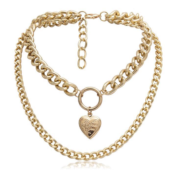 Collier ras du cou en forme de cœur en métal pour femmes