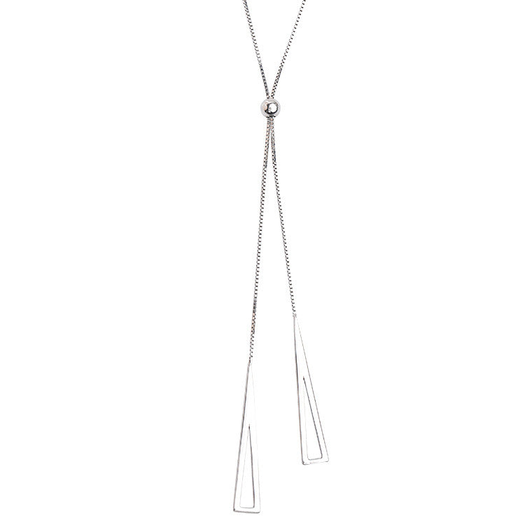 Sterling Silver Geometrisk Triangel halsband för kvinnor justerbar Keyvicle Chain halsband smycken gåvar