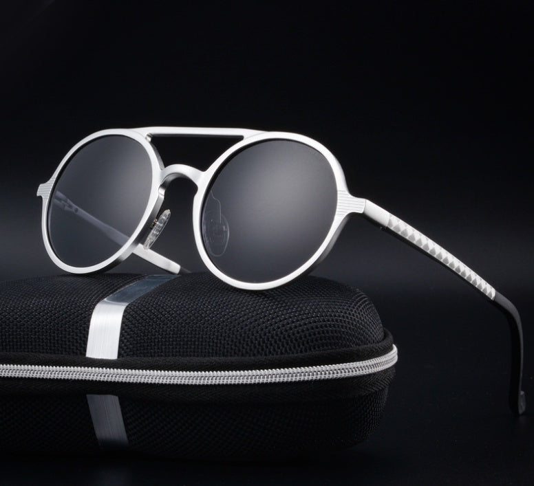 Lunettes de soleil polarisées Vintage pour hommes, monture ronde, à la mode, en aluminium et magnésium, pour la conduite, nouvelle collection