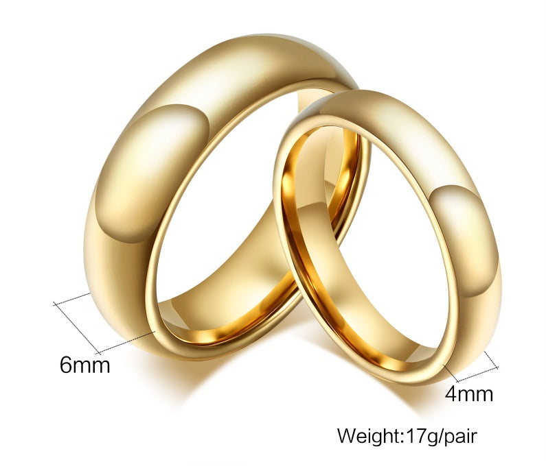 C it all Tungsten Carbide Couple Wedding Ring – Gold Tone