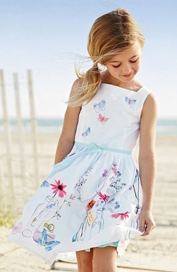 Little Girl White Floral Butterfly Skirt Baby Dress Princess