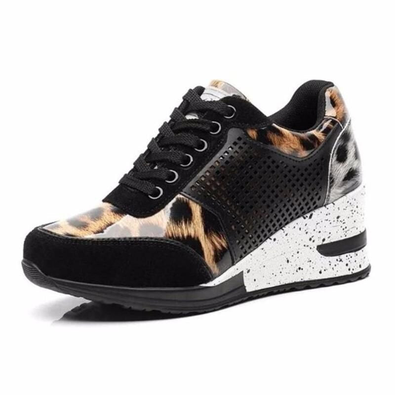 Platform Lace-Up Sneakers - Wedge Heel Athletic Shoes - Elevation Collection