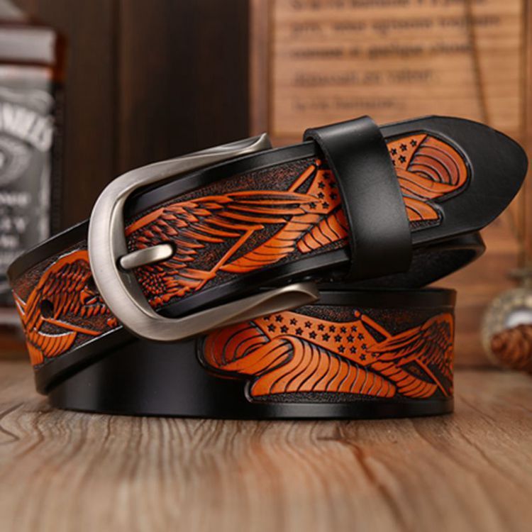 Men's Eagle Head Pin Buckle Belt - Soaring Majesty