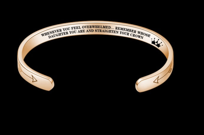 Mantra armband med citat rostfritt stål Cuff Inspirerande smycken Graduation Gåva