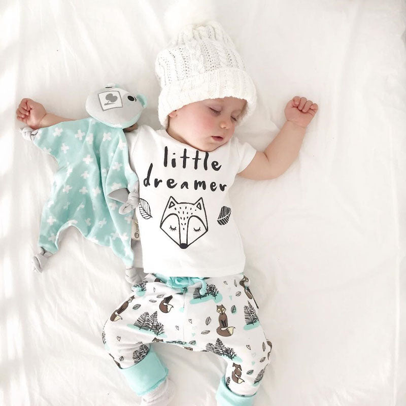 Ensemble de vêtements pour nouveau-né, t-shirt + pantalon, tenues pour petits garçons et filles