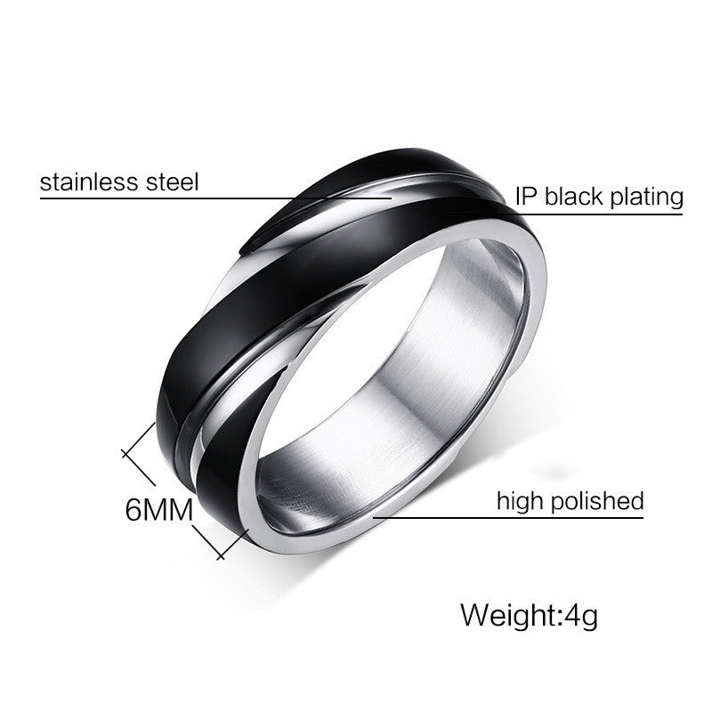 Bague pour homme en sergé d'acier titane noir